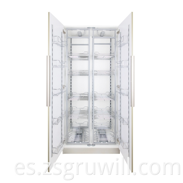 Foshan Precio competitivo Doble tándem 450 mm Saque el organizador de gabinete de escalera alta unidades de despensa de la cocina